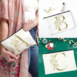 Bolsas de cosméticos con estampado de iniciales, bolsa de maquillaje, bolsa de dama de honor, regalos para su propuesta de artículos de tocador de maquillaje inicial personalizado