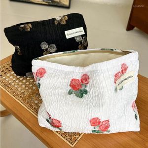 Cosmetische tassen Ins Sweet Rose Jacquard make-up tas Clutch opslag Reizen Draagbare huidverzorging Toilettas organisator Dagelijks etui