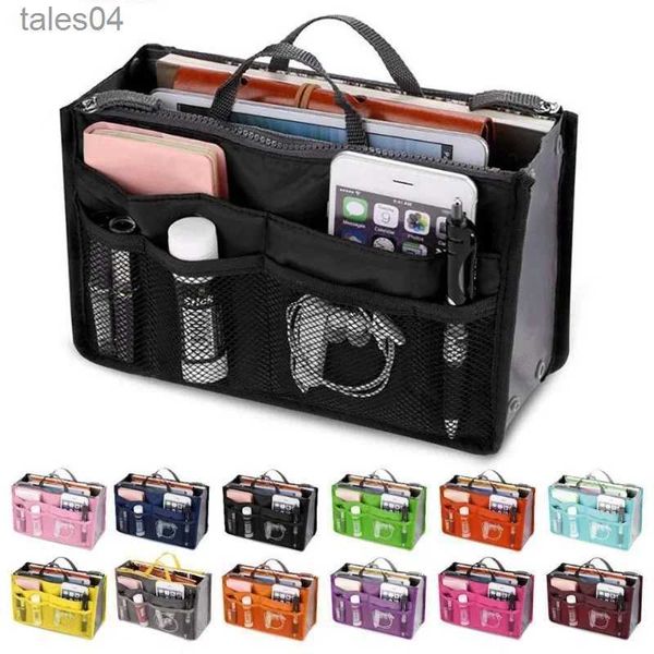 Bolsas de cosméticos Insertar bolsa para mujer Nylon Viaje Insertar Organizador Bolso Monedero Grande Forrado Bolso de maquillaje para mujer Barato Bolso de mano para mujer YQ240220