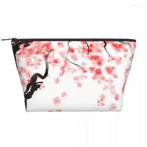 Sacs de cosmétiques Banes de cerise japonaise Blossom trapézoïdal Portable Makeup Daily Rangement Bag pour les bijoux de toilette Travel