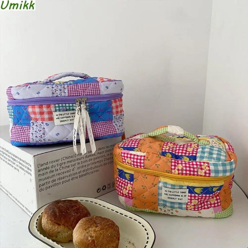 Cosmetic Bags Jigsaw Cotton Storage Bag Large Capacity Hand-Held Organizer With Zipper Portable For Female Summer Travel