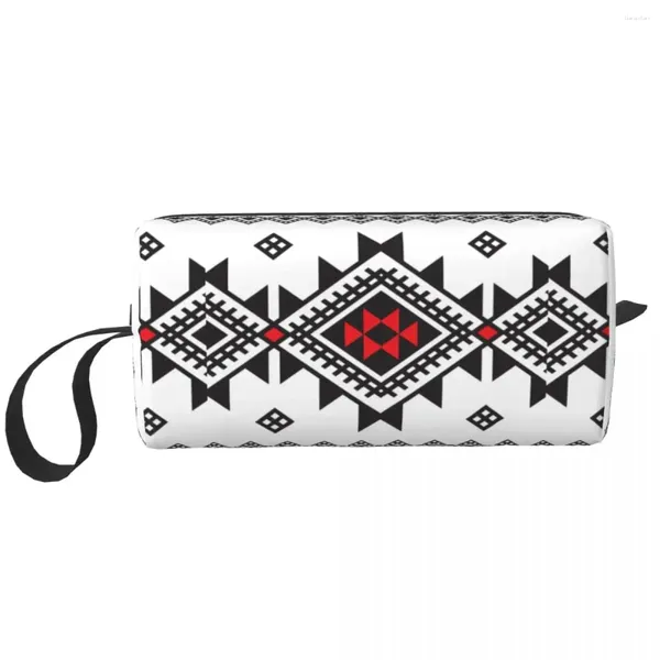 Bolsas cosméticas Kabyle Amazigh Carpet Touring Bag para mujeres Organizador de maquillaje geométrico Marruecos Organizador de almacenamiento de belleza Dopp Kit