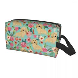 Sacs à cosmétiques Kawaii blaireau saucisse fleurs voyage trousse de toilette pour femmes teckel chien maquillage beauté stockage Dopp Kit