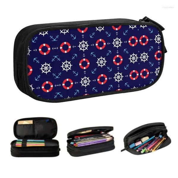 Sacs de cosmétiques kawaii marins nautiques motif crayon crayons pour garçons gilrs coutume naving ancre boussor