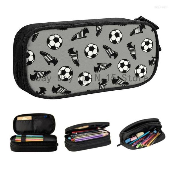 Sacs à cosmétiques Kawaii ballons de Football et crampons porte-crayon pour filles garçons Football personnalisé grand rangement stylo boîte sac fournitures scolaires