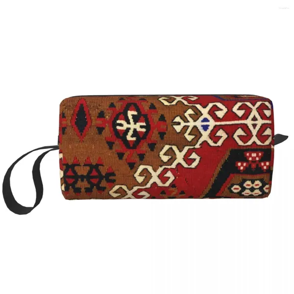 Sacs à cosmétiques Kilim tissé tapis persan, trousse de toilette bohème turc Tribal ethnique Art maquillage beauté rangement Kit Dopp