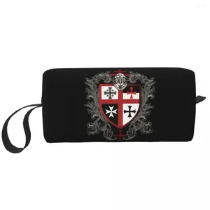 Sacs de cosmétiques Knights Templar Cross Shield Travel Sac de voyage Medieval Ordre Secret Organisateur de maquillage de toilette Lady Storage Dopp Kit