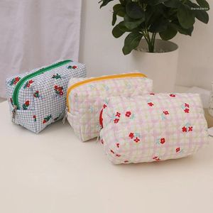 Sacs à cosmétiques coréens, sac de maquillage pour femmes, rangement de toilette Portable, étui de beauté féminin, pochette florale en coton