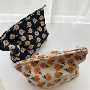 Sacs à cosmétiques Organisateur coréen Sac de lavage de voyage imprimé floral Esthétique Femmes Filles Portable Zipper Porte-monnaie Portefeuille Pour Quotidien