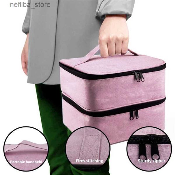 Bolsas cosméticas Gran capacidad 30 Botella Dos capas Pink Essential Case esencial Policio Bag Bag Bag Bag Bag Organizador de viaje L410