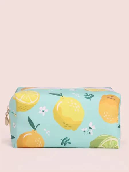 Sacs à cosmétiques grande capacité, sac à motif d'été frais bleu-vert-jaune citron