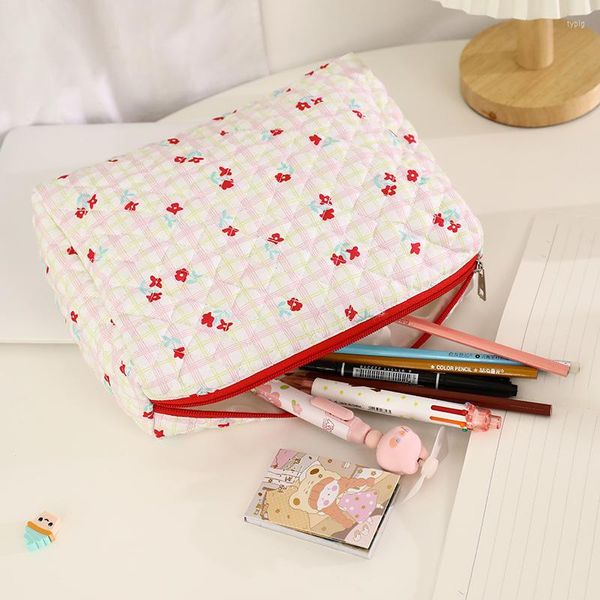 Sacs à cosmétiques de grande capacité, sac de voyage à fleurs de Style japonais, rangement de rouge à lèvres, sacs à main de maquillage pour filles, trousse à crayons, pochette de rangement