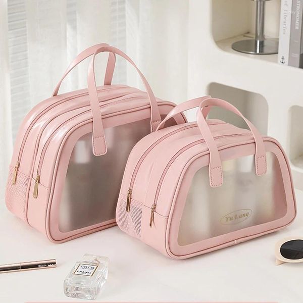 Bolsas de cosméticos Bolsa de viaje de maquillaje de gran capacidad Bolsa de aseo Tote Separación de ropa seca y húmeda Lavado Drenaje Organizador de playa