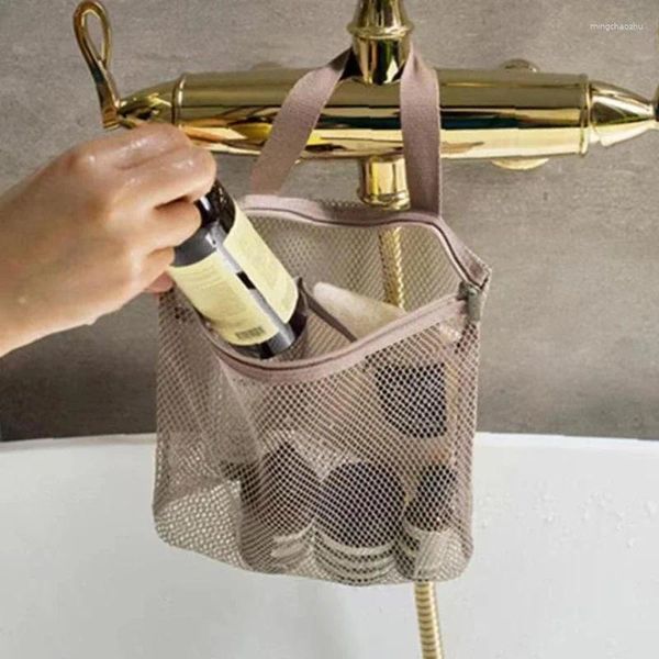 Sacs à cosmétiques, sac en maille de grande capacité, sac à main creux à fermeture éclair, organisateur de produits de toilette de voyage, rangement d'accessoires de maquillage et de douche