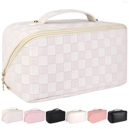 Cosmetische tassen Grote capaciteit PU lederen opbergtas Dames Make-up Organizer Handtas Borstels Toilettas Reizen