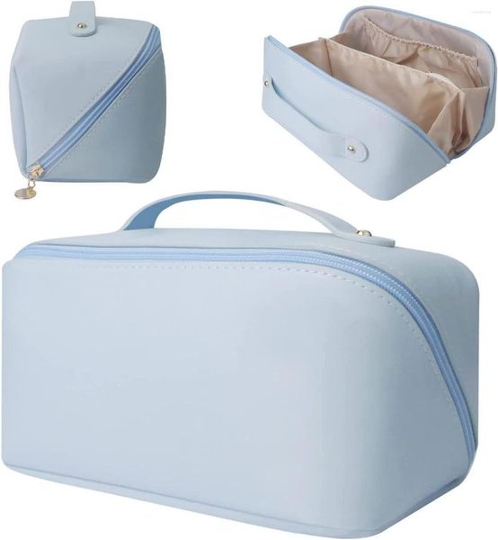 Sacs à cosmétiques grande capacité sac de voyage Portable PU pochette de maquillage femmes étanche salle de bain trousse de toilette multifonctionnel trousse de toilette