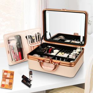 Sacs de cosmétiques LED MAVE-UP Artist Professional Case Portable Light Women's Makeup Sac