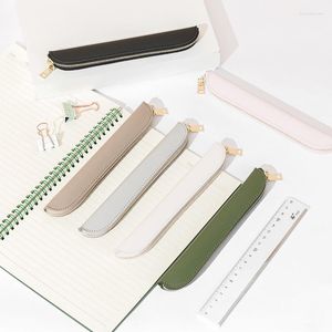 Estuche de lápices largo para cosméticos, resistente al agua, de cuero PU, regalo, tableta, pluma protectora, pequeño estuche para brochas de maquillaje, conveniente para almacenar 19cm