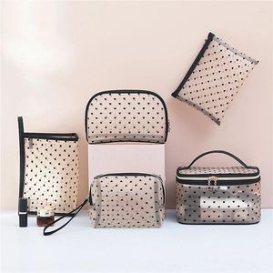 Bolsas de cosméticos Love Makeup Mesh Bag Bolsas portátiles con cremallera de viaje para accesorios de oficina en casa Cosmet