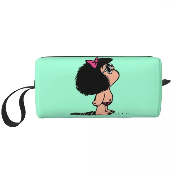 Sacs de cosmétiques Mafalda avec maillot de bain du maillot de bain Sac de toilette classique Argentine Manga Makinp Makeup Organizer Beauty Storage Dopp Kit Case
