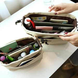 Cosmetische tassen vormen een organisator canvas insert tas voor handtas reis binnenste telefoon portemonnee draagbare kast passende verschillende merk 230417