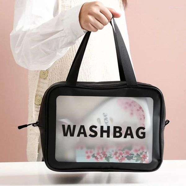 Sacs à cosmétiques, sac de maquillage, organisateur de grande capacité, lavage gargarisme, bain étanche, translucide givré, réception du colis, personnalisation