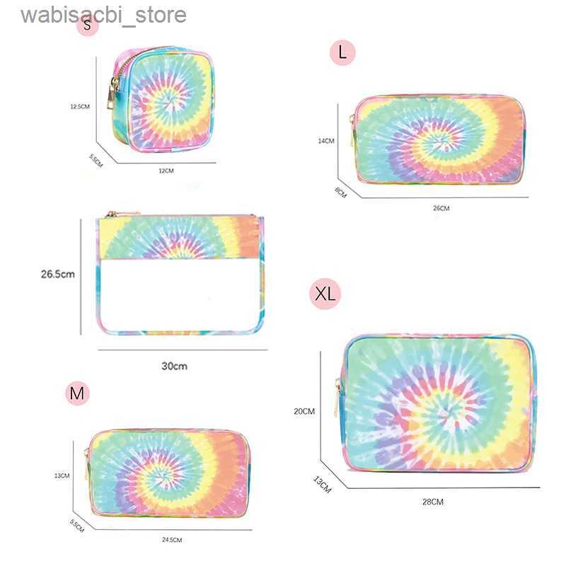 Cosmetic Bags Makeup Bag Rainbow Tie-dye Toiletry Storage Pouch Outdoor Travel Wash Cosmetic Bag Gift Organizer Travel Tote Handbag Backpack L49