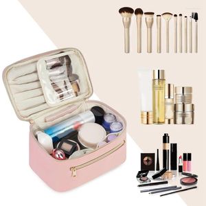 Cosmetische tassen Make -uptas Travel Make -up Organizer Brush Case voor vrouwen in Eco Vegan Leather