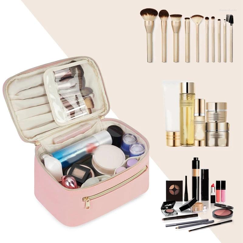 Bolsas de cosméticos Bolsa de maquiagem Viagem Caixa de pincel de maquiagem para mulheres em couro ECO Vegan