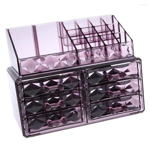 Bolsas cosméticas Organizador de maquillaje Luxury Cosmetics Premium Acrílico Caja de soporte de inserción con 6 cajones