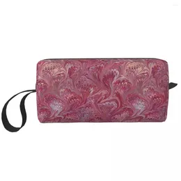 Cosmetische tassen Marmeren roze koraalpatroon Make-up tasje voor heren Dames Marmertoiletartikelen Dopp Kit