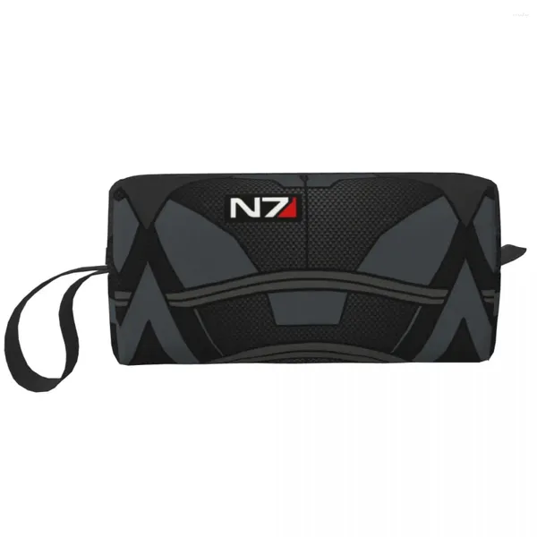 Bolsas cosméticas Mass Effect N7 Armor Travel Bag Alliance Militar Videojuego de videojuego Organizador de tocador Ladies Storage Dopp Kit