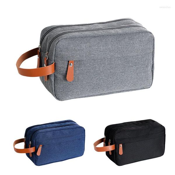 Bolsas de cosméticos para hombres, bolsa de maquillaje de viaje, organizador de artículos de tocador de lona Oxford, bolsa de lavado impermeable para mujeres, bolso de mano