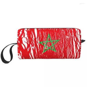 Bolsas de cosméticos Marruecos Bandera Nacional Marroquí Bolsa para Mujeres Maquillaje Viaje Cremallera Neceser Organizador Almacenamiento