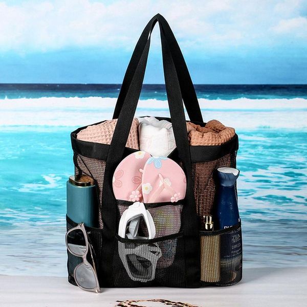 Bolsas de cosméticos multifuncionales para playa, bolsa de malla Extra grande para almacenamiento, toallas, tela, Picnic, natación, viaje, bolsa de piscina húmeda seca