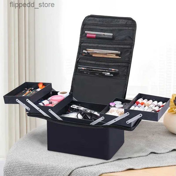 Bolsas de cosméticos Tablilla de múltiples capas Bolsa de cosméticos Estuche Salón de belleza Tatuajes Nail Art Tool Bin Mujeres Organizador de maquillaje Bolsa de gran capacidad Q231108