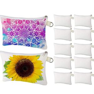 Bolsas de cosméticos Multiuso Favor Sublimación Espacios en blanco DIY Transferencia de calor Bolsas de maquillaje Hierro en la cremallera Bolsa de lona Bolsa de aseo Lápiz para DIY Craft School C1031