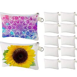 Bolsas de cosméticos Espacios en blanco de sublimación multipropósito Bolsas de maquillaje de transferencia de calor DIY Bolsa de lona con cremallera Bolsa de aseo Lápiz para escuela de manualidades DIY FY2444 bb1103