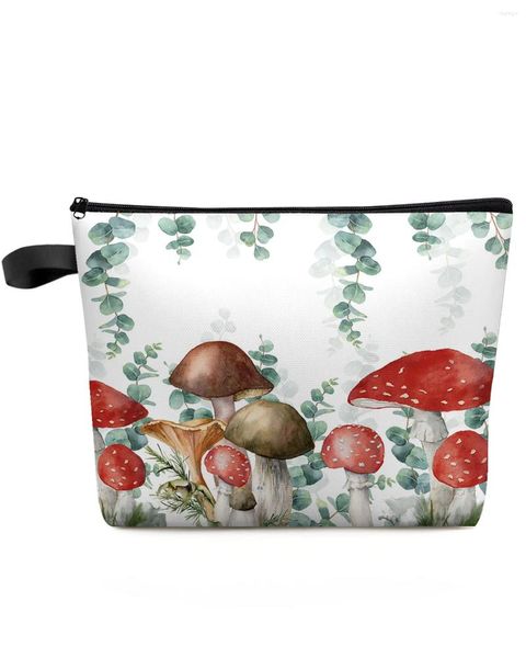 Sacs cosmétiques Champignons Eucalyptus Plant Plante Sac de maquillage Sac de voyage Essentiels Dame Femmes Organisateur de toilette