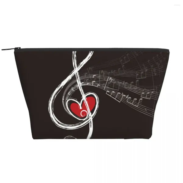 Bolsas de cosméticos Música Melody Note Trapezoidal Maquillaje portátil Bolsa de almacenamiento diario Estuche para artículos de tocador de viaje Joyería