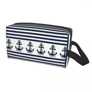 Cosmetische tassen nautisch met marineblauw anker reistas voor zeilzeiler toilettas make-up organisator dames schoonheid opslag Dopp Kit