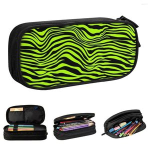 Cosmetische tassen Neon Zebraprint Etuis Klassiek dierenpatroon Penhouder Meisjes Jongens Grote schoolbenodigdheden Ritsdoos