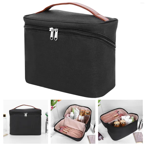 Bolsas de cosméticos Bolsa de maquillaje de nailon de gran capacidad con divisor ajustable para mujer Estuche De Viaje organizador con asa almacenamiento