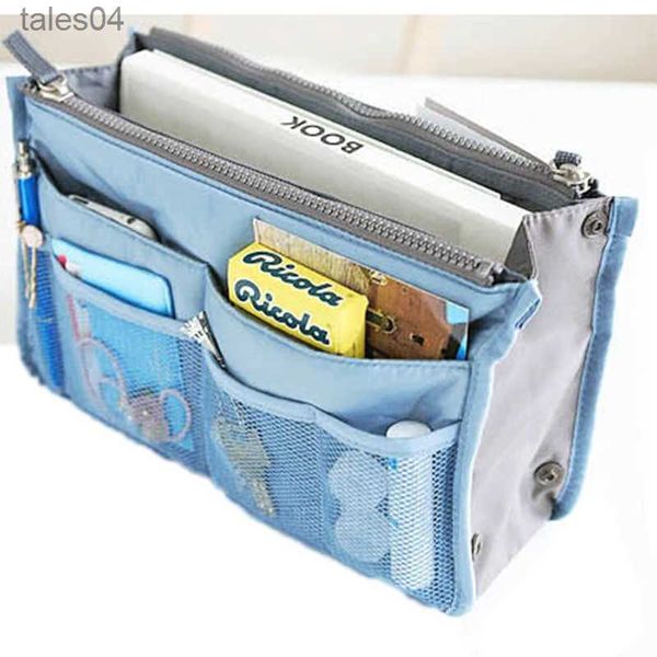 Sacs à cosmétiques Organisateur Insert Sac Femmes Nylon Voyage Insert Organisateur Sac À Main Sac À Main Grande Doublure Dame Maquillage Sac Cosmétique Pas Cher Femme Fourre-Tout YQ240220