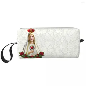 Sacs de cosmétique Notre-Dame de Fatima Bag de toilette Portugal Rosaire catholique Vierge Maquilleur Organisateur de maquillage Bénéral