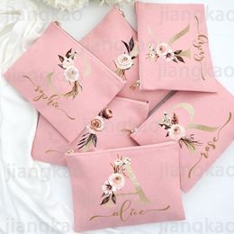 Bolsas de cosméticos Bolsa de maquillaje personalizada Dama de honor Dama de honor Vacaciones Boda Despedida de soltera Regalos Nombre personalizado Cremallera Bolsa 230620