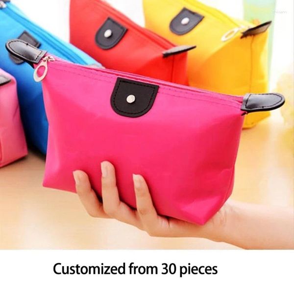 Bolsas cosméticas Simple Portable Portable Cosmeted Bag personalizado DIY O Imagen Almacenamiento de mano de gran capacidad para mano Almacenamiento