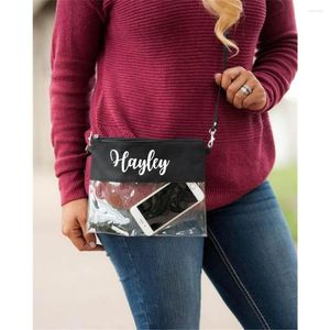 Cosmetische tassen gepersonaliseerde stadiontas Clear Purse aangepaste naam Monogram bruiloft Verjaardagsfeestje Geschenken Koppeling