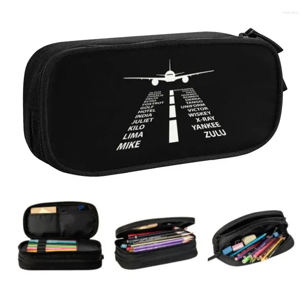 Sacs cosmétiques alphabet phonétique pilote avion crayon crayon boy fille grande capacité aviation aviation aviter pochette étudiants papeterie