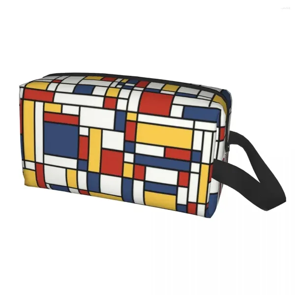 Bolsas De cosméticos Piet Mondrian De Stijl, bolsa De viaje con patrón para mujer, arte abstracto, artículos De tocador, organizador De maquillaje, Kit Dopp De almacenamiento De belleza para mujer